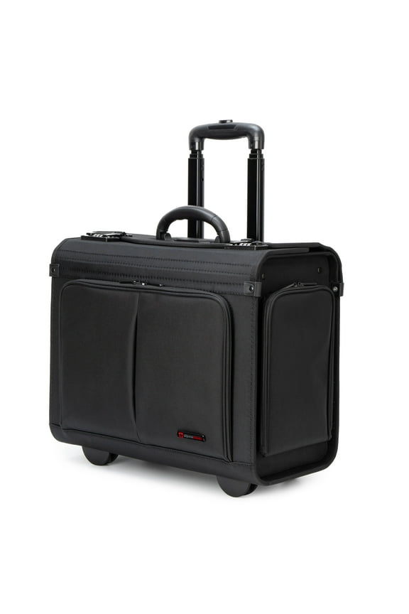 Rolling Briefcase Work Overnight Travel Bag Dual Locks Carry on Business Attache Case Black