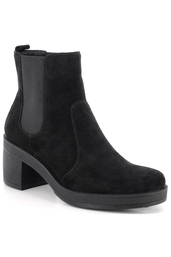 Sofia Womens Suede Chelsea Boots Made in Italy Block Heel Ankle Booties