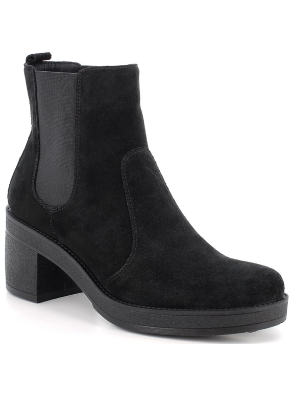 Sofia Womens Suede Chelsea Boots Made in Italy Block Heel Ankle Booties