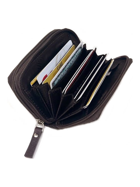 Womens Accordion Organizer Wallet Leather Credit Card Case ID