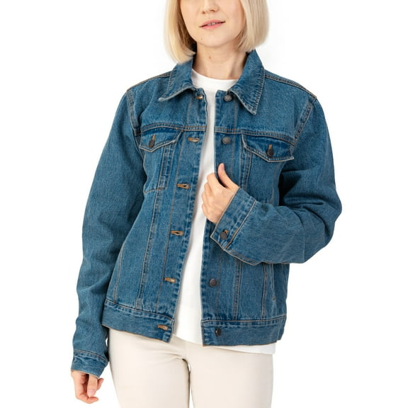 Alpine Swiss Womens Denim Jacket Classic Trucker Jean Jacket Button Up Coat