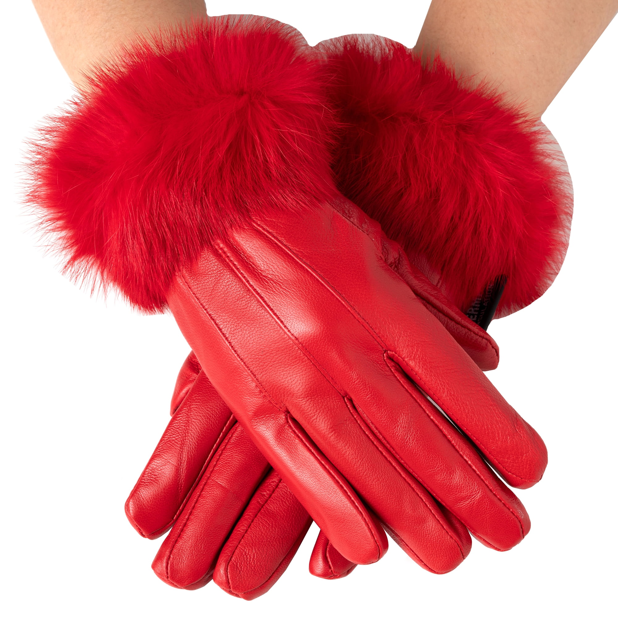 Women's fur 2024 trimmed gloves