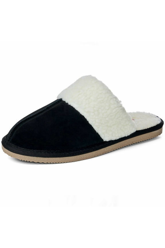 Womens Genuine Suede Memory Foam Scuff Slippers Slip On House Shoes
