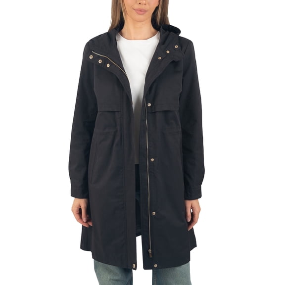 Alpine Swiss Womens Hooded Rain Jacket Long Raincoat Trench Coat Windbreaker