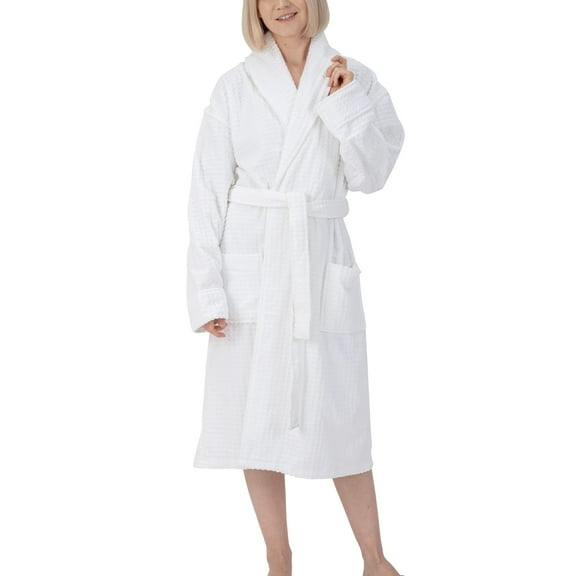 Alpine Swiss Womens Luxury Waffle Knit Cotton Bathrobe Shawl Collar Spa Robe