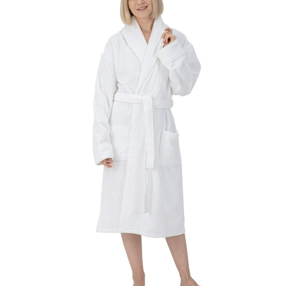 Alpine Swiss Womens Luxury Waffle Knit Cotton Bathrobe Shawl Collar Spa Robe