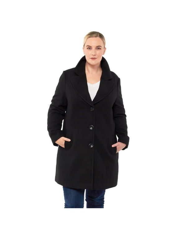 Womens Plus Size Wool Overcoat Walking Coat Blazer Pea Coat Jacket