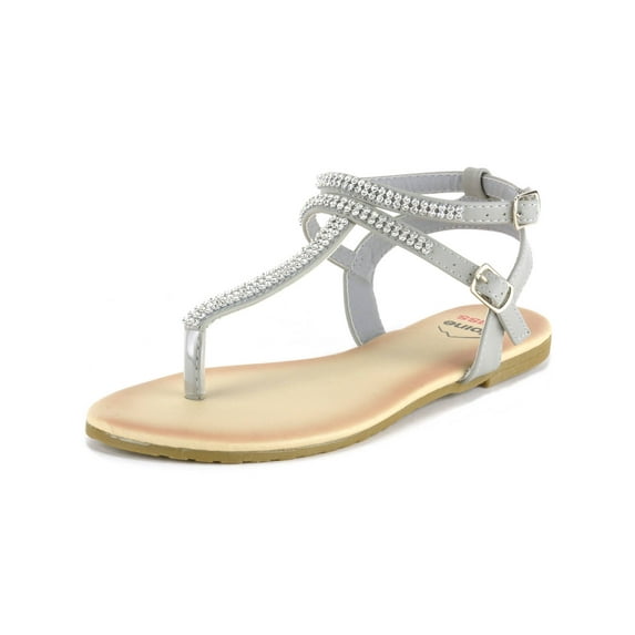 Alpine Swiss Womens Rhinestone T-Strap Sandals Ankle Strap Flat Summer Shoes