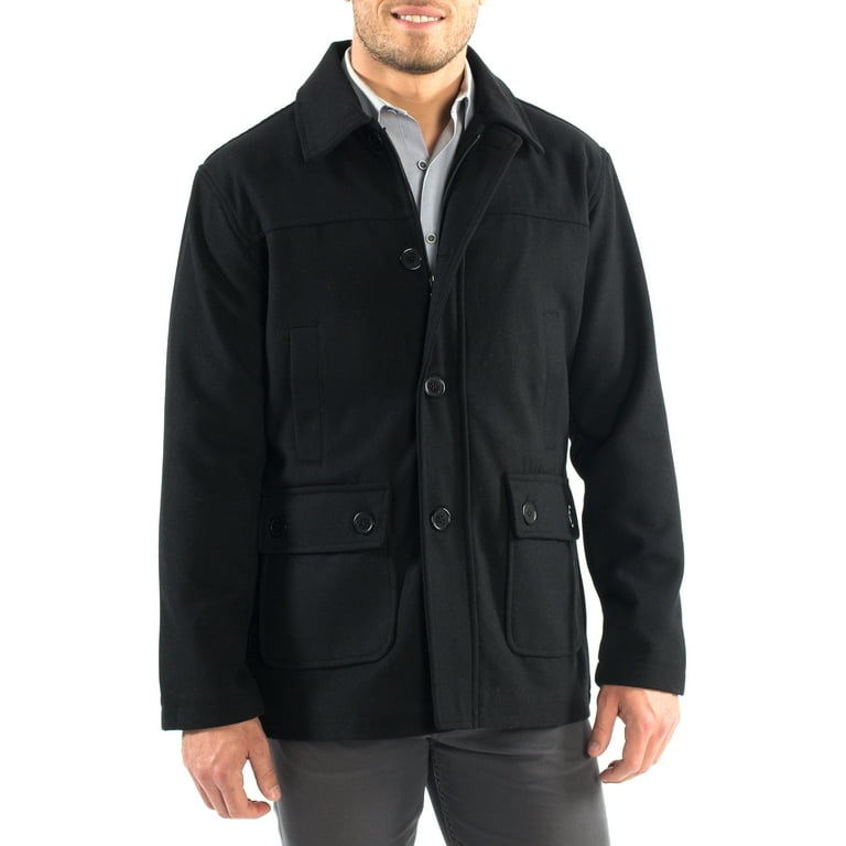Alpine Swiss Wyat Mens Wool Blend Classic Barn Coat Cargo Pocket Military Jacket