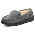 thumbnail image 1 of Alpine Swiss Moccasin Slipper Genuine Suede and Faux Shearling Lining, Gray, Men, 1 of 8