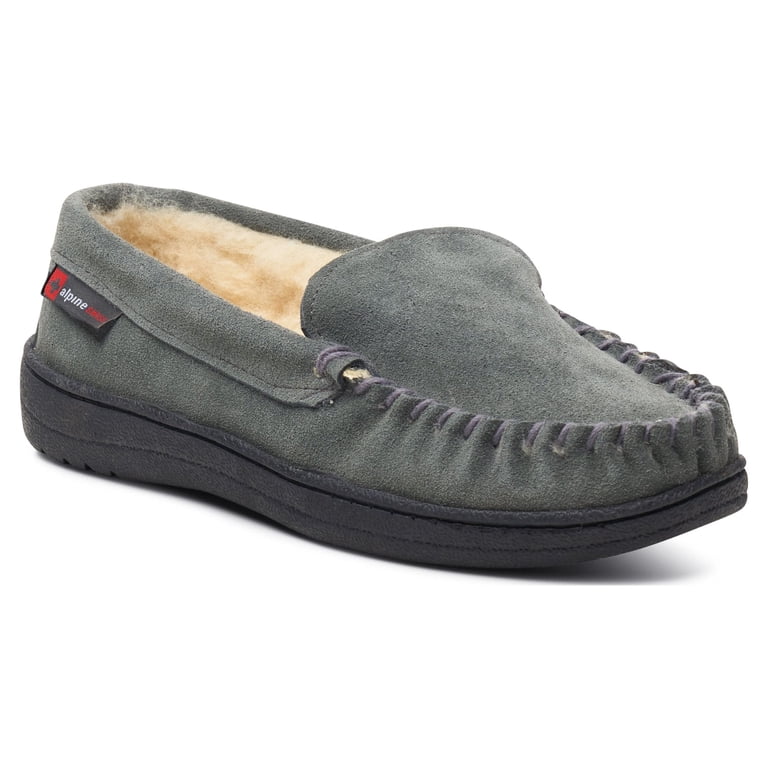 Alpine Swiss Moccasin Slipper Genuine Suede and Faux  display picture 2