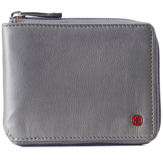 Alpine Swiss Zipper Bifold Wallet for Men Women RFID Protected Genuine Leather