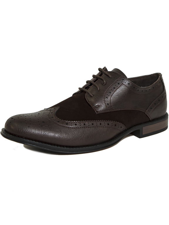 Zurich Mens Wing Tip Dress Shoes Two Tone Brogue Lace Up Oxfords