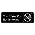 thumbnail image 1 of Alpine "Thank You For Not Smoking" Sign, 9 in. x 3 in., ABS Plastic, Black With White Text, 1 of 5