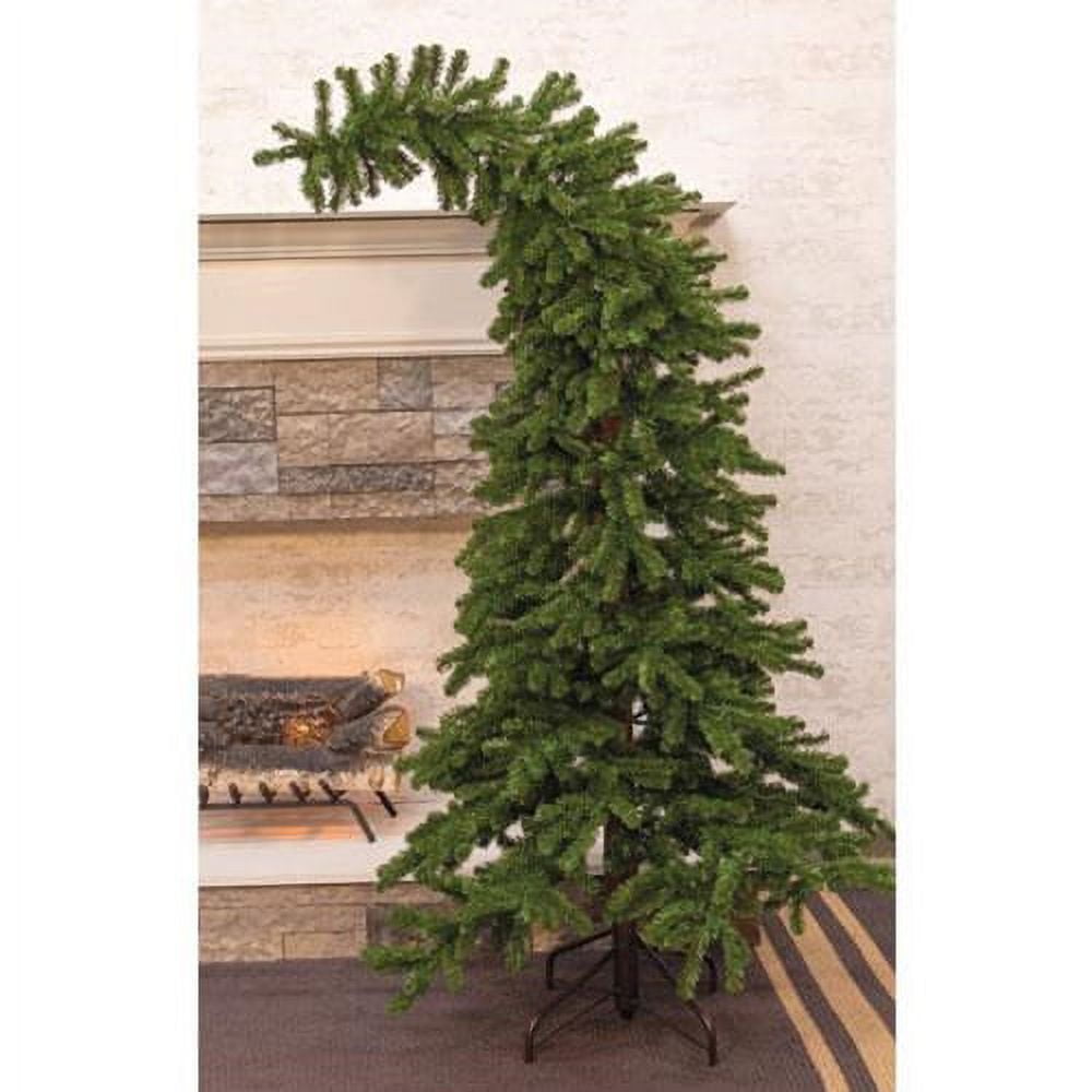 8 Ft Bendable Green Pine Christmas Tree with Dark Brown Metal Base