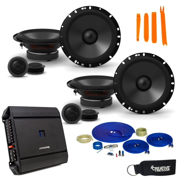 Alpine Type-S Speaker and Amp Bundle 2 Pair of 6.5" S-S65C Component Set with S-A32F Amplifier