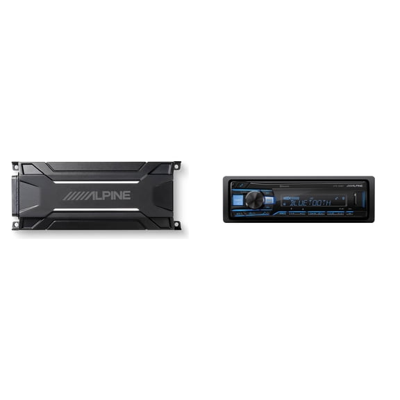 Alpine UTE-63BT Advanced Bluetooth Multimedia Receiver & KTA-30FW 4-Channel Weather Resistant Tough Power Pack Amplifier