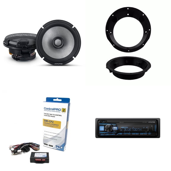 Alpine UTE-63BT Bluetooth Receiver & Handle Bar Control Interface compatible with Harley 1998-2013 & 6.5" R2 Series Speakers