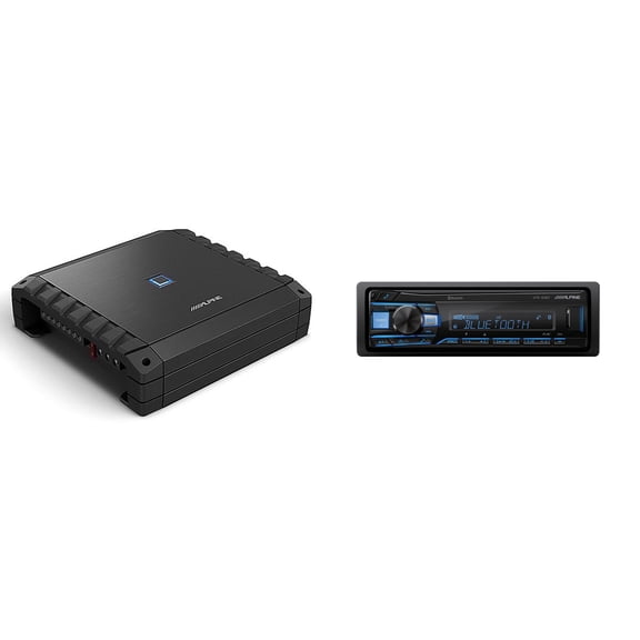 Alpine UTE-63BT Single Din Mech-Less Receiver w/ S2-A36F S-Series 4 Channel Amplifer