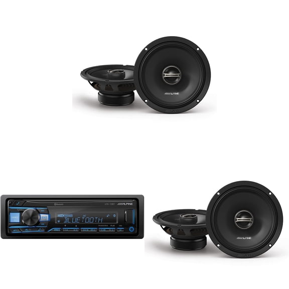 Alpine UTE-73BT Bluetooth Multimedia Receiver (Does Not Play CDs) with (2) & DM-65-G 6.5 " Coaxial Bundle