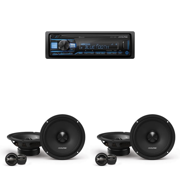 Alpine UTE-73BT Bluetooth Multimedia Receiver (Does Not Play CDs) with (2) DM-65C-G 6.5" Component 2-Way Bundle