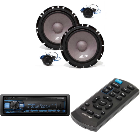 Alpine UTE-73BT Bluetooth Multimedia Receiver, RUE-4360 Remote w/ Alpine SXE-1751S 6.5" Component Set