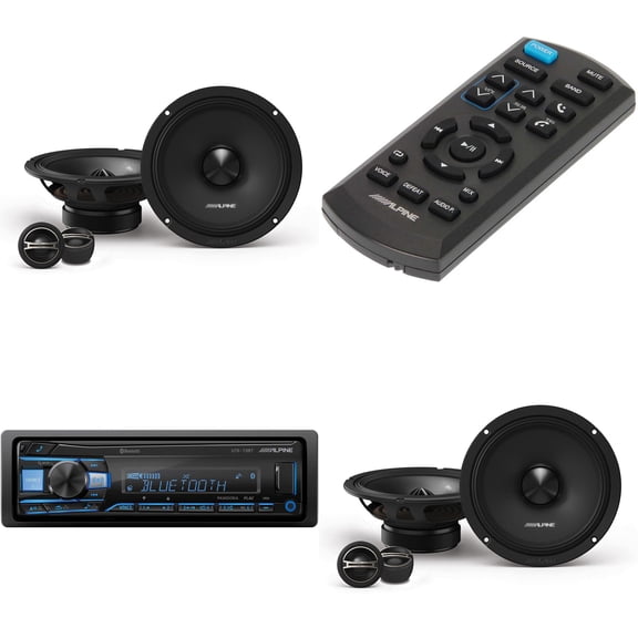 Alpine UTE-73BT Bluetooth Multimedia Receiver, RUE-4360 Remote with (2) DM-65C-G 6.5" Component 2-Way Bundle