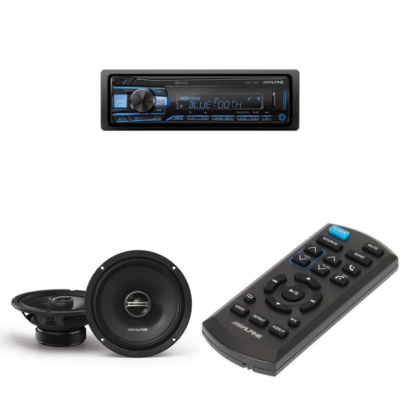 Alpine UTE-73BT Bluetooth Multimedia Receiver, RUE-4360 Remote with DM-65-G 6.5 " Coaxial Bundle