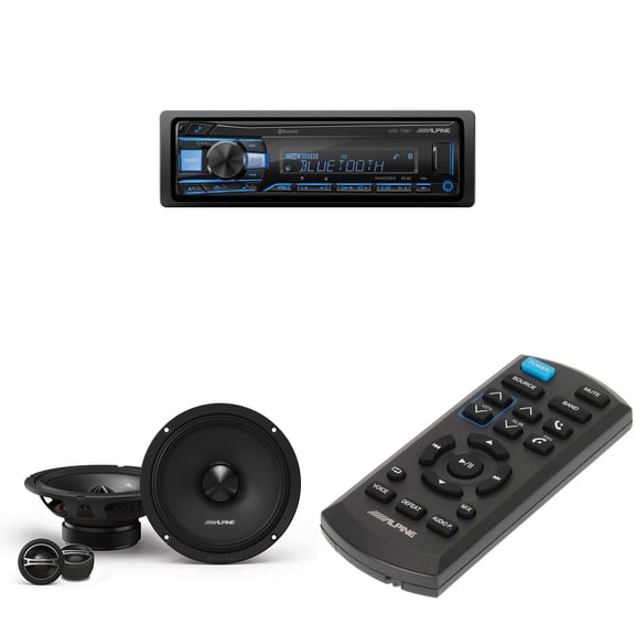 Alpine UTE-73BT Bluetooth Multimedia Receiver, RUE-4360 Remote with DM-65C-G 6.5" Component 2-Way Bundle