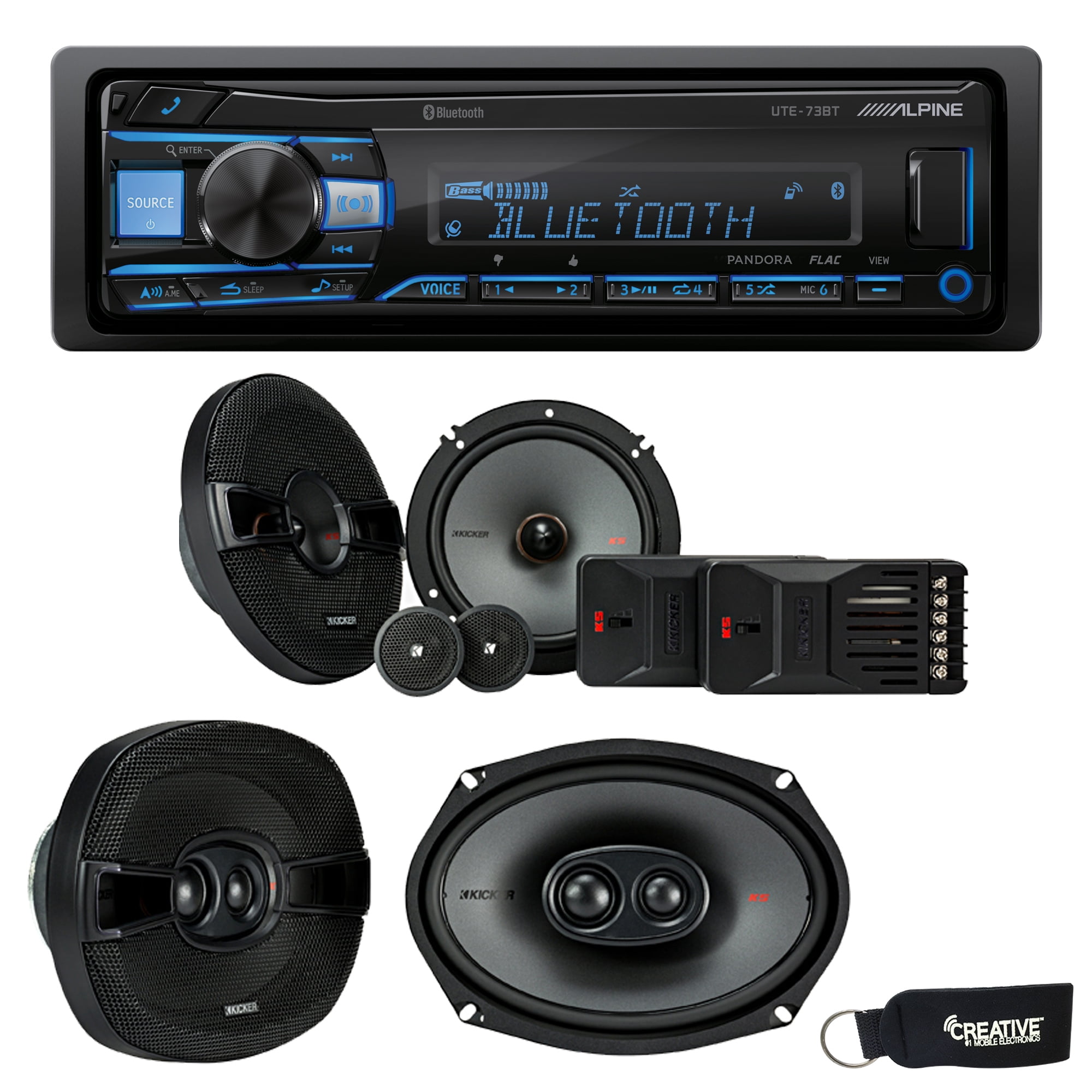 Alpine UTE-73BT Bluetooth Receiver (No CD), a Pair of 44KSS6504 6.5 ...