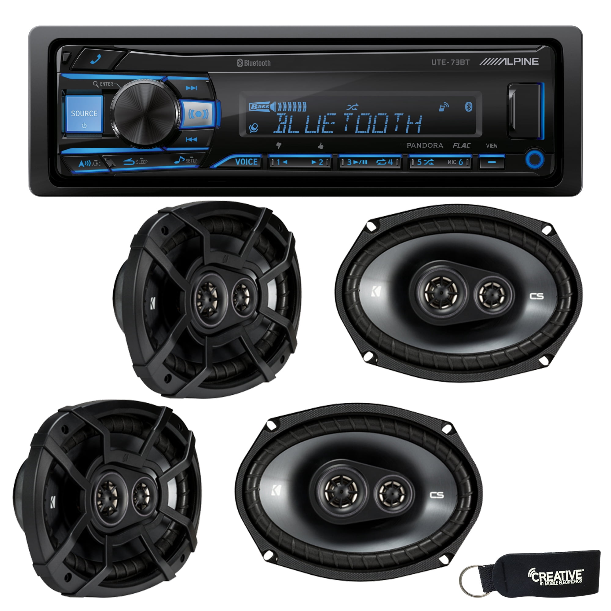 Alpine UTE-73BT Bluetooth Receiver (No CD), and Two Pairs of 43CSC6934 ...