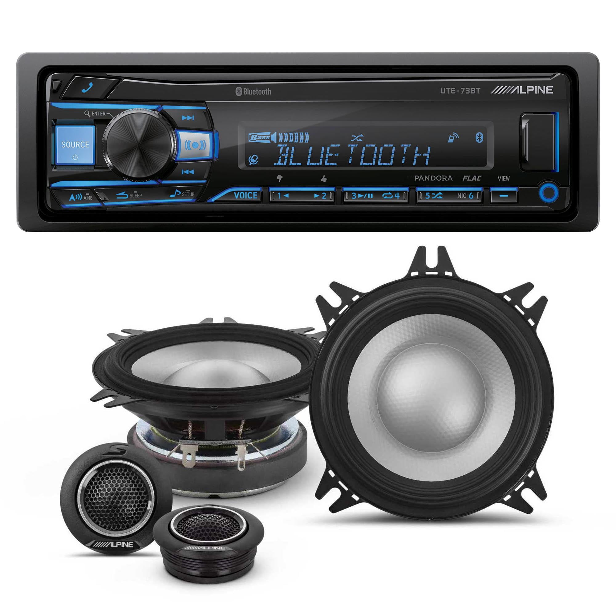 Alpine UTE-73BT Mech-less Digital Bluetooth Media Receiver with 1 Pair ...