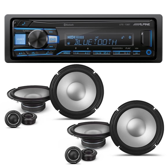 Alpine UTE-73BT Mech-less Digital Bluetooth Media Receiver with 2 Pairs Alpine S2-S80C Type S 8" Component Speakers