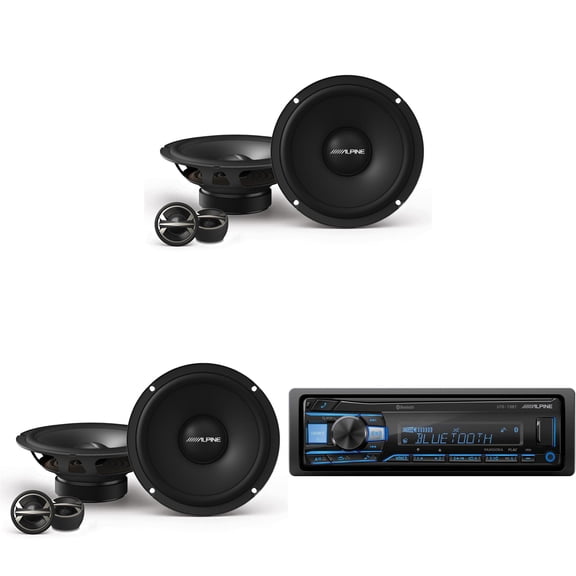 Alpine UTE-73BT Mech-less Digital Media Receiver with Bluetooth Wireless Technology w/ (2) EL-E65C-G 6.5" Component Speaker Set
