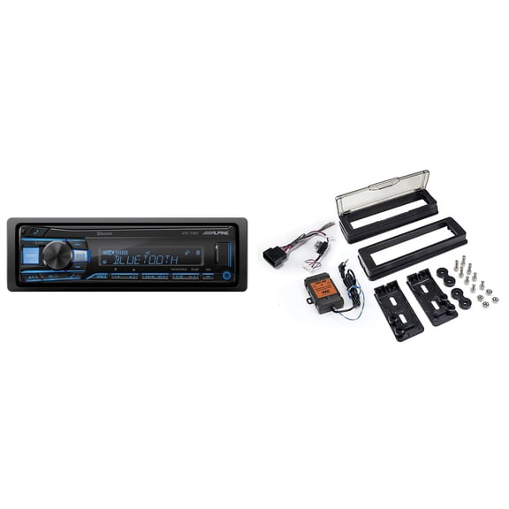 Alpine UTE-73BT Mech-less Digital Media Receiver with HDK001X - Radio Replacement Kit compatible with 98-13 Harley Davidson Motorcycles