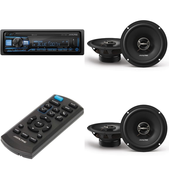 Alpine UTE-73BT, RUE-4360 Remote w/ (2) EL-E65-G Coaxial Speaker Set