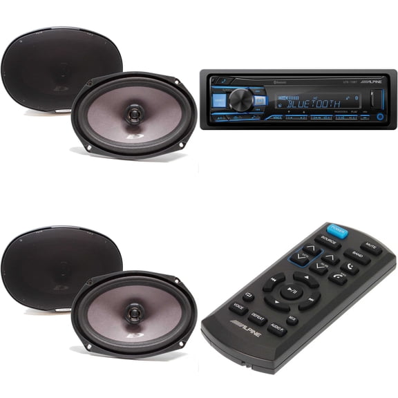 Alpine UTE-73BT, RUE-4360 Remote with Two Pairs SXE-6926S 6x9" Coax Speakers