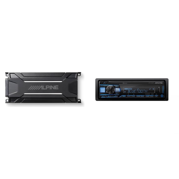 Alpine UTE-83BT Advanced Bluetooth Multimedia Receiver & KTA-30FW 4-Channel Weather Resistant Tough Power Pack Amplifier