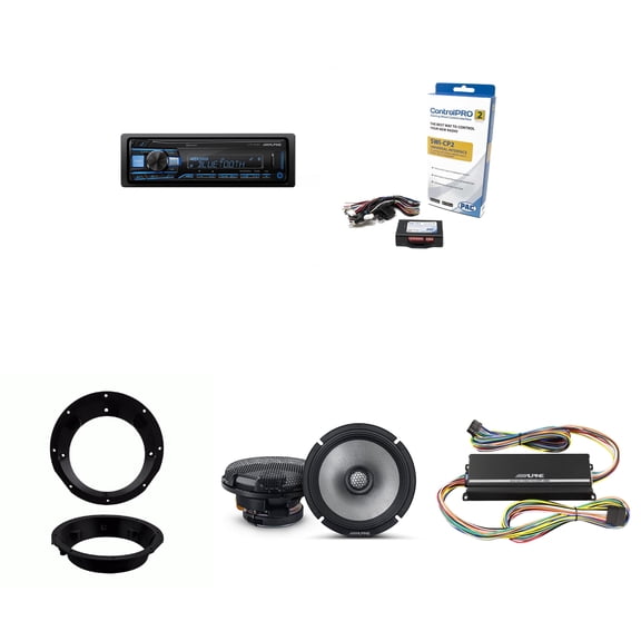 Alpine UTE-83BT Bluetooth Receiver & Handle Bar Control Interface compatible with Harley 1998-2013 & 6.5" R2 Series Speakers Includes Amplifier