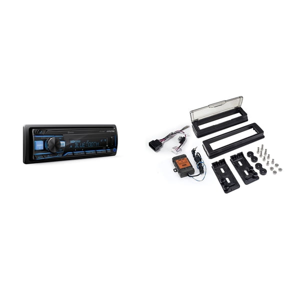 Alpine UTE-83BT Mech-less Digital Media Receiver with HDK001X - Radio Replacement Kit compatible with 98-13 Harley Davidson Motorcycles