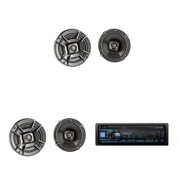 Alpine UTE-83BT Single Din Source Unit w/ ( 2 Pair ) DB652 6.5" Speaker Bundle