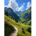 thumbnail image 1 of Alpine Valley Landscape Canvas Print, Decor for Living Room, Office, Cabin, Mountain View Decor, 1 of 8