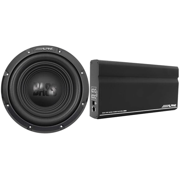 Alpine W10S4 10-Inch Bass Subwoofer & KTA-200M Mono Power Pack Amplifier with PowerStack Capability Bundle