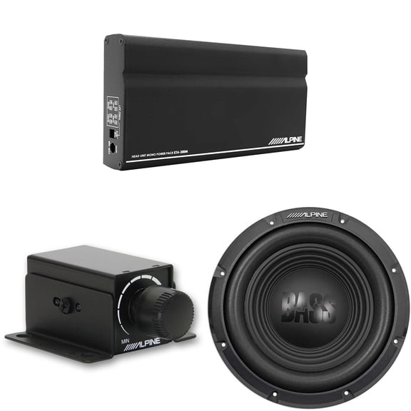 Alpine W10S4 10-Inch Bass Subwoofer w/ KTA-200M Mono Amplifier & Rux-Knob Bundle
