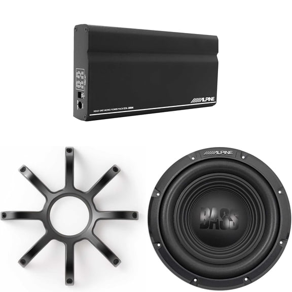 Alpine W10S4 10-Inch Bass Subwoofer w/ KTE-10PG Grill & KTA-200M Mono Power Pack Amplifier with PowerStack Capability Bundle