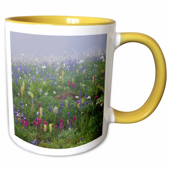 3drose, Alpine Wildflower, Mount Rainier Np, 11oz Two-tone Yellow Mug