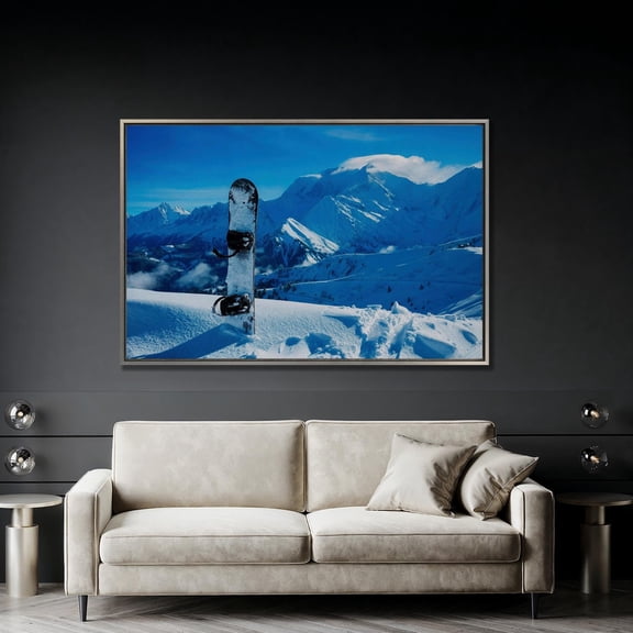 Alpine Winter Landscape Art Snowboard Mountain Panoramic Poster, 12x18 UNFRAMED