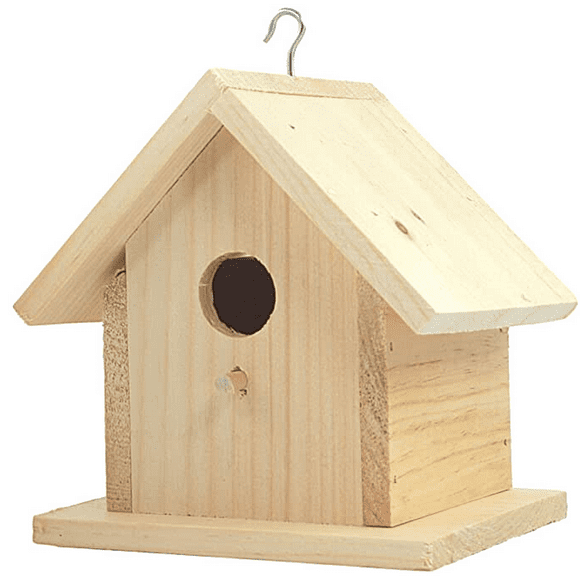 Alpine Woods Pine Birdhouse Natural Color 6.5 inch Handcrafted from Pine for Charming Garden Decor