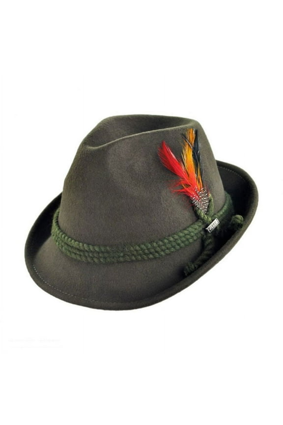 Alpine Wool Felt Fedora Hat - L - Moss