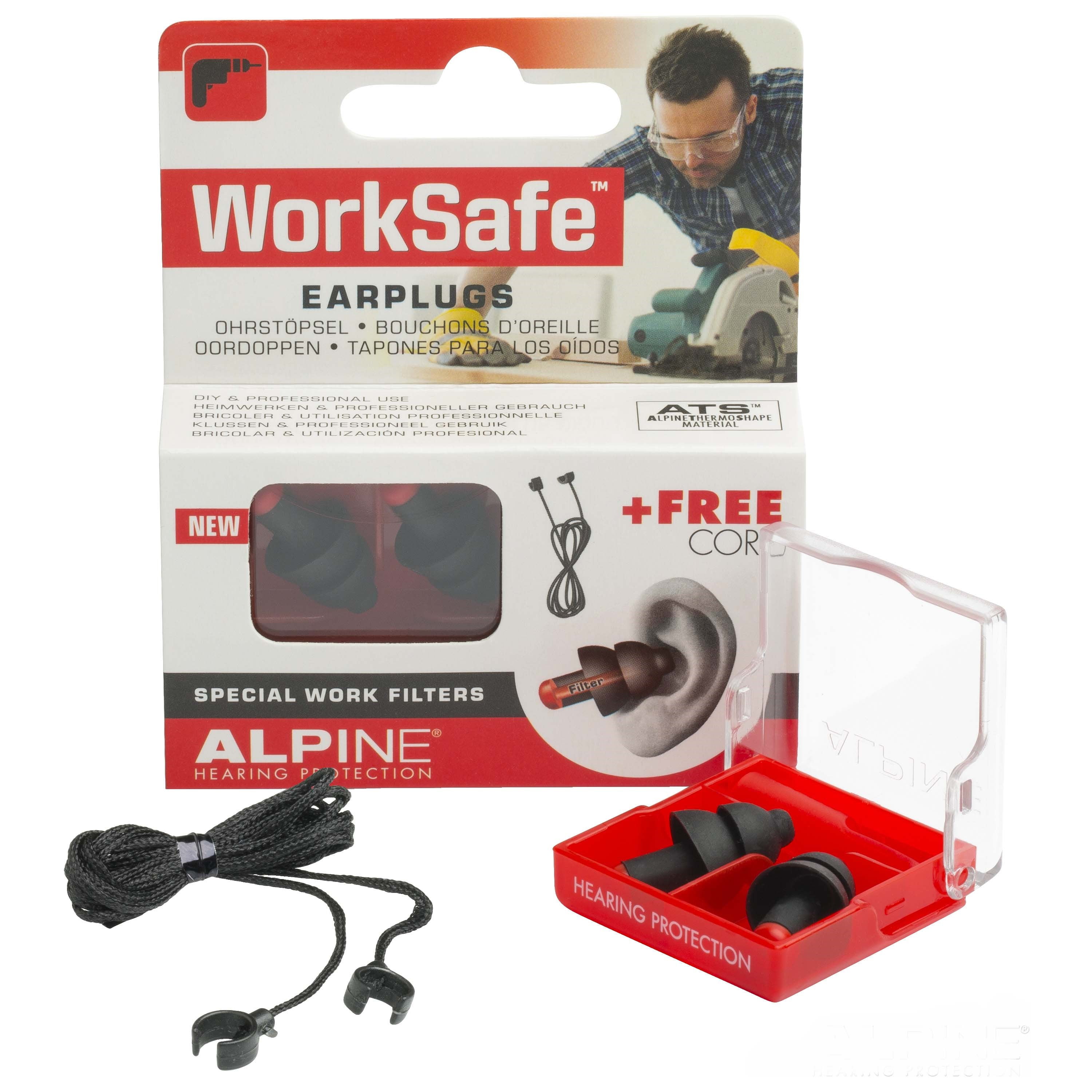 Alpine WorkSafe Reusable Silicone Earplugs with Case